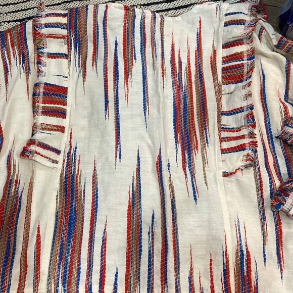 Anthropologie one size fits most Western Kimono Shrug cover up Tan, Red, Blue - Picture 2 of 9